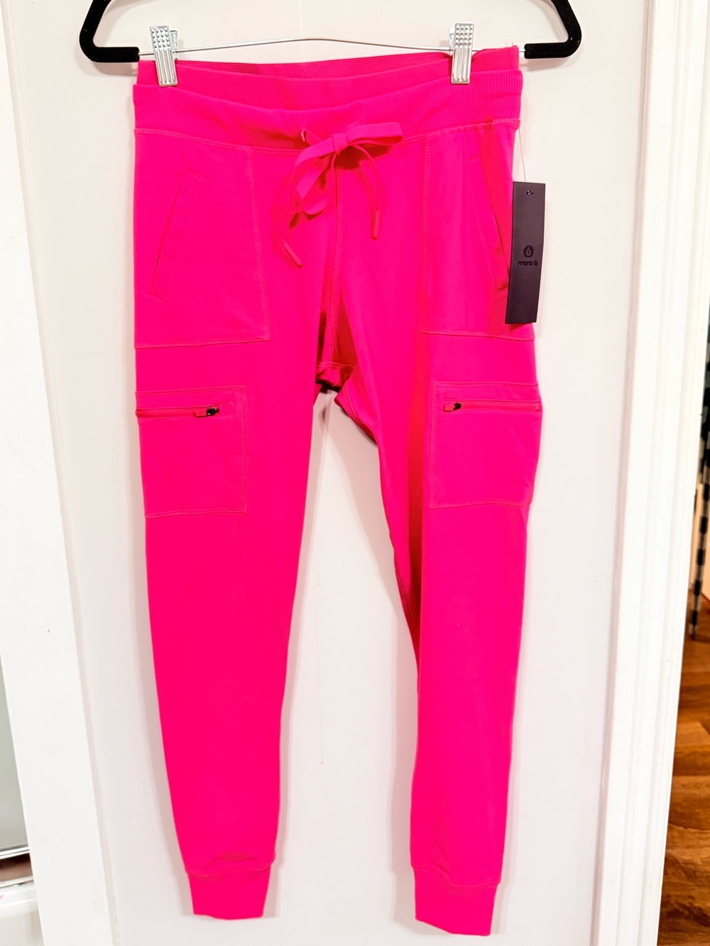 NWT Mono B Hot Pink Fitted Cargo Jogger Pants Size L